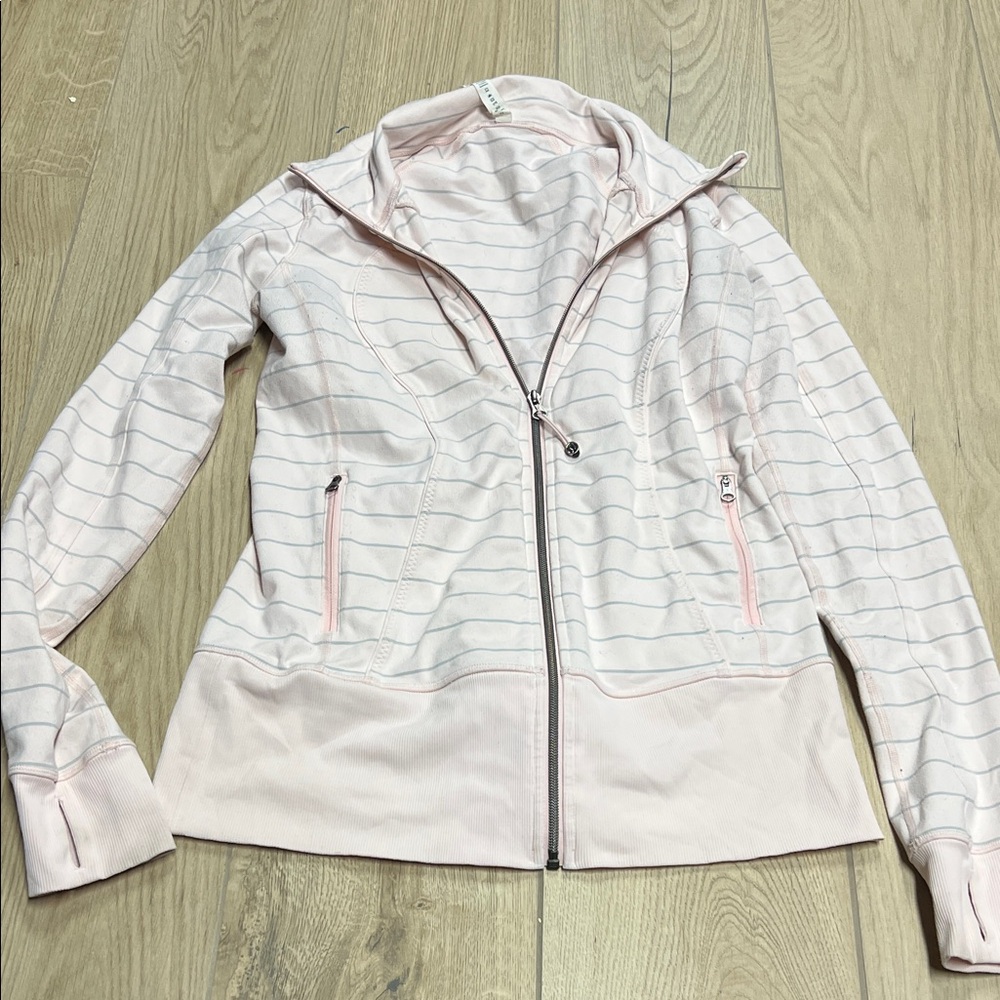 lululemon‎ athletica Pink Striped Zip-Up Hoodie